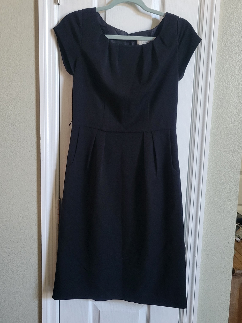 Merona Black Midi Dress with Cap Sleeves